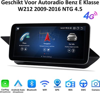 Junsun Android 15 Autoradio Geschikt Voor Benz E Klasse W212 2009-2016 NTG 5.0 - 4 GB+64 GB - Draadloze Carplay & Andriod Auto - 10.25 Inch TouchScreen - GPS Navigatie - Bluetooth -WiFi - RDS - StuurwielBediening - 4G