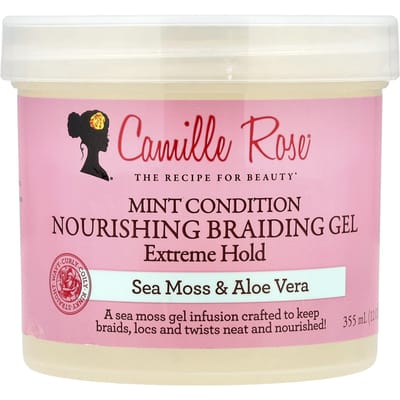 Camille Rose, Gel Conditionneur Nourrissant pour Tresses à la Menthe, Fixation Extrême, Mousse Marine & Aloe Vera, 355ml (12 oz) white