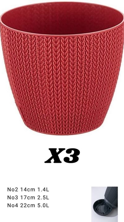 3 rode bloempotten - gehaakt Serinova - kruidenpotten - rood - sierpotten met drainage