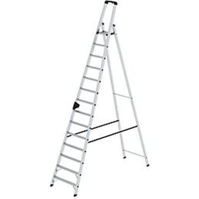 Munk  vouwladder - aluminium - enkelzijdige toegang - geribbelde treden - tot 150 kg - nivello ladderschoenen - 14 treden