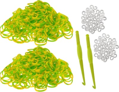 Behave - 600 Loombandjes - Geel-Groen - Met Weefhaken & S-clips - Latexvrij - Creatief Speelplezier