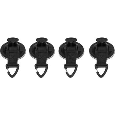 4 Pièces Ancre à Ventouse Robuste Attache Portable Crochet à Ventouse Solide pour Camping Voyage Extérieur Boucle Triangulaire black