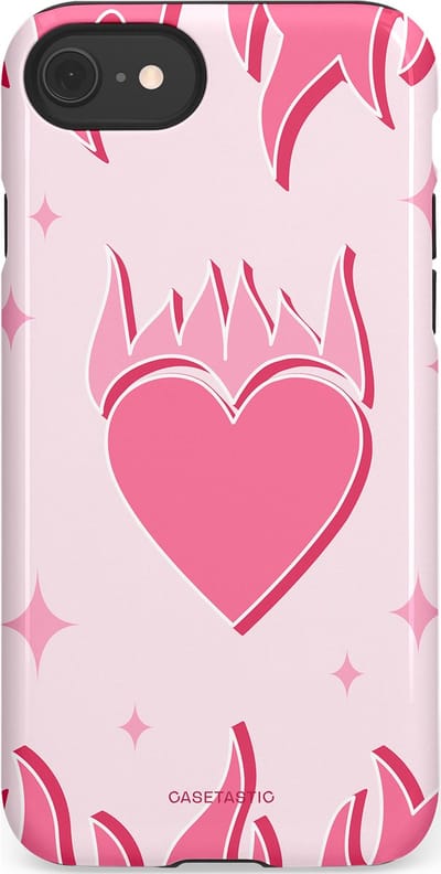 Casetastic Hoesje Geschikt voor Apple iPhone 7/8/SE - Stijlvolle Beschermende Duo-layer Case - Hartenvuur