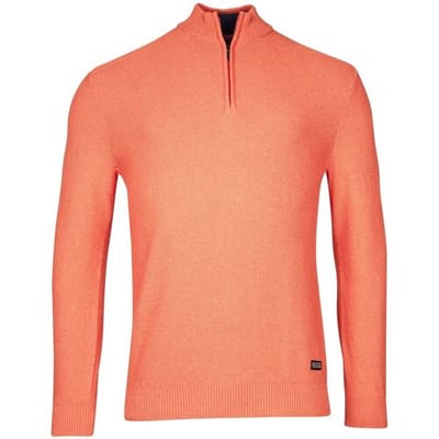 Baileys Trui Diagonal Structure Knit Uni Color Half Zip Collar Light Coral / male