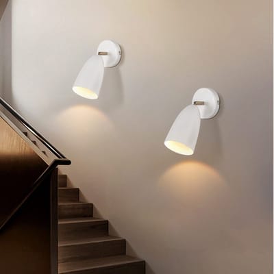 NETTLIFE Wandlamp Binnen - 2 Stuks - GU10 Fitting - Wit - Draaibaar Slaapkamerlamp - Modern Hal Wandspot - Metaal - voor Woonkamer | Keuken | Trappenhuis - Zonder Lamp