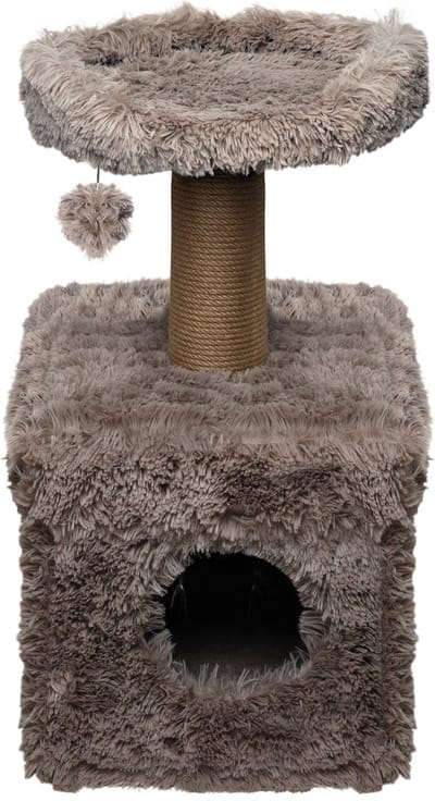 Topmast Krabpaal Fluffy Lima - Beige - 39 x 39 x 72 cm - Made in EU - Krabpaal voor Katten - Met Kattenhuis - Sterk Sisal Touw