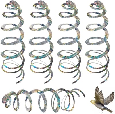 10 stuks reflecterende spiraalvormige vogelverschrikkers, 70 cm, anti-duiven, vogelafweermiddel voor buiten, balkon en tuin, zilverkleurig
