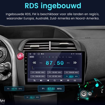 Hexinexmarket Autoradio Geschikt Voor Honda Civic Hatchback (2005- 2011) - Draadloos CarPlay, Android Auto, GPS Navi, multimediaspeler - 2GB+64GB