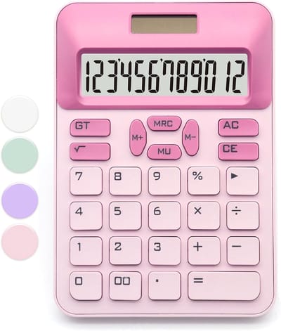 Roze Rekenmachine - Basis Calculator - Dagelijkse Berekeningen - 12 Cijfer LCD - 327 Inch Scherm - Roze