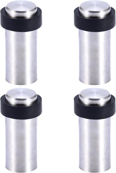Deurstopper 8cm Vloerbevestigd Roestvrij Staal met Rubber Bumper