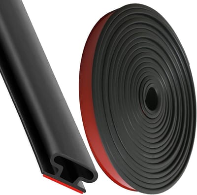 Deurafdichting - 6 meter deurprofiel, ingangdeurprofiel, ingangdeurprofiel, zelfklevend, rubberen deurprofiel, ingangdeurprofiel, voor waterdichtheid en geluidisolatie, 6mmx10mm, zwart