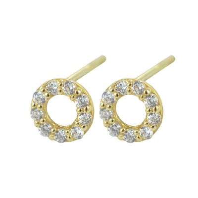 New Bling 9NBSAM-G190058 Gouden Oorknopjes - Dames - Cirkel - Open - Zirkonia - 4,5 mm Doorsnee - 14 Karaat - Goud