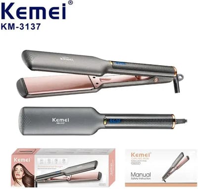 Kemei km-3137 Snel verwarmende stijltang met keramisch gecoate aluminium plaat Digitaal display Brede stijltang