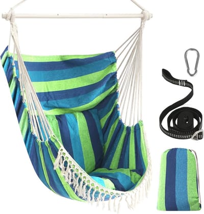 Hangstoel voor binnen en buiten, max 150 kg, met kussens en macramé design