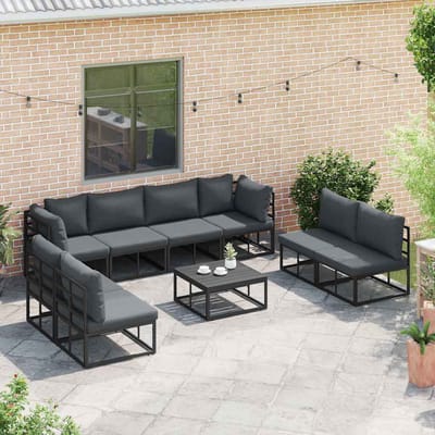 vidaXL - Tuinbank - Set - 8 - st - Zwart - Aluminium