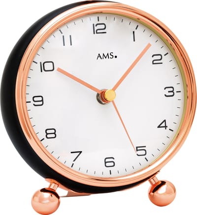 AMS tafelklok | 5195 zendergestuurd -rosegoud kleur / mooi voor op tafel of buro - of als kado