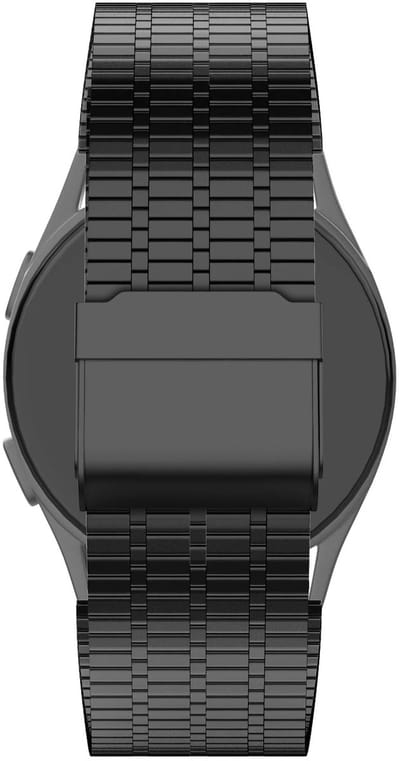 Bandz Hoogwaardige verstelbare stalen band geschikt voor Garmin Vivoactive 6 / 5 / 3 / Vivomove / 3 / HR / Style / Luxe / Sport / Trend / Forerunner 645 / 570 / 245 / 170 / 165 / 70 / 55 / Venu / SQ / SQ2 / 2 Plus / Approach S12 / S40 / S42 - Zwart