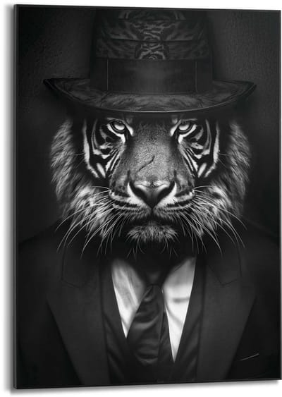 Schilderij Tiger Man - 70 x 50 - Hout - REINDERS