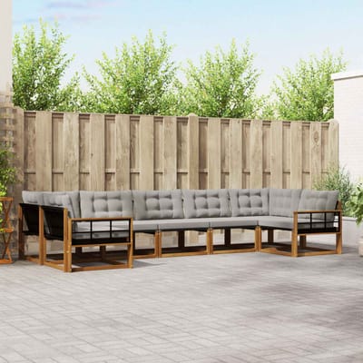 vidaXL - Buiten - bank - set - 7 - st - Natuurlijk - en - Licht - Grijs