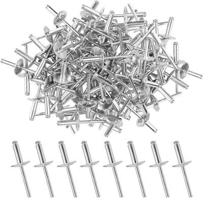 Aluminium blinde klinknagels 4.8mm x 16mm, 100 stuks, grote flens, roestvrij staal, voor metaal en staal
