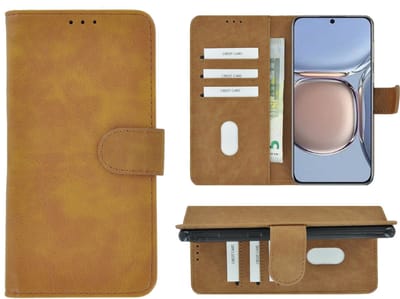 Hoesje Geschikt voor Huawei P50 - Huawei P50 Book Case Wallet Bruin Cover