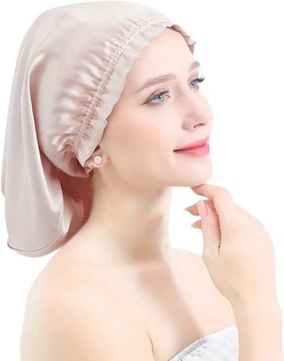 Nivard Zijden Slaapmuts - Satijnen Nachtmuts - Silk Bonnet - Sleep Cap - Haarverzorging - Satin - Verstelbaar - Voor Zacht & Stralend Haar - Baby Roze