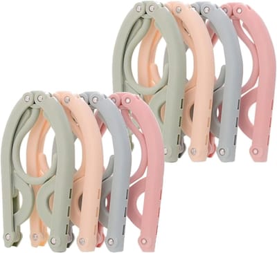 Kledinghangers - Reishangers - opvouwbare kledinghangers - 8stuks Reishangers - opvouwbaar- draagbaar-plastic - Geschikt voor thuis, hotel, kampeervakantie, reisaccessoires, cruisebenodigdheden (groen/blauw/roze/beige)