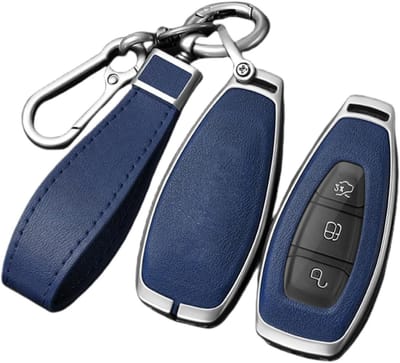 Leren Sleutelhoes van Zinklegering voor Ford Focus, Mondeo, Fiesta en Kuga - Bescherming voor Keyless Fob Sleutels 2013-2017