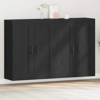 vidaXL - Wandkast - 2 - st - Zwart - Eiken - 69,5 - x - 34 - x - 90 - cm - Bewerkt - hout