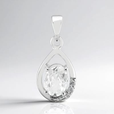 Cavill - 925 Sterling Zilver Hanger - 1,18 ct Cambodjaanse Zirkoon & Pavé Zirkonia - Elegante Druppelvormige Luxe Sieraad