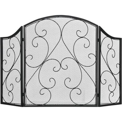 4goodz Haardscherm vonkenscherm Vintage - 66x31cm - Zwart