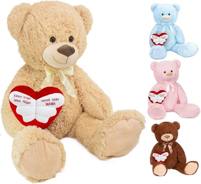 XXL Teddybeer - Zacht Speelgoed - Liefde Tonen - Met Geborduurd Hart - 100 cm - Beige