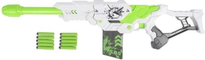 Eddy Toys Shooter Speelgoedpistool - 10 foampijlen - wit/groen - 74 cm