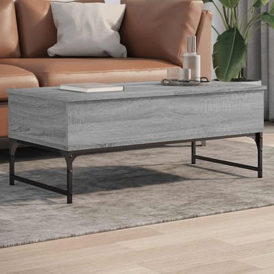 vidaXL - Salontafel - 100x50x40 - cm - bewerkt - hout - en - metaal - grijs - sonoma