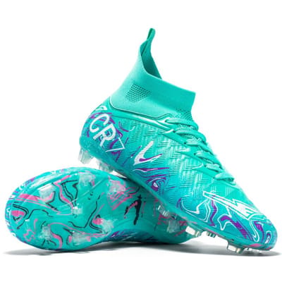 Heren Sports Voetbalschoenen Fg/Ag Lange Noppen Volwassen Kunstgras Duurzaam Specifieke Trainingsschoenen Hoge Top Non-Slip Schoenen 39 groen