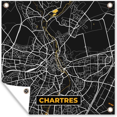 Tuin poster Plattegrond - Kaart - Chartres - Frankrijk - Stadskaart - 200x200 cm - Tuindoek