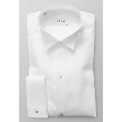 Eton Overhemd Slim Piqué White Tie Wit / male