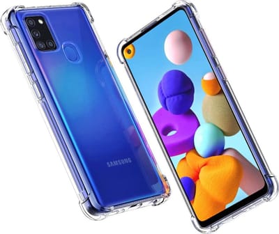 Hoesje geschikt voor Samsung Galaxy A21s - Clear Anti Shock Hybrid Armor Case Siliconen Back Cover Hoes Transparant