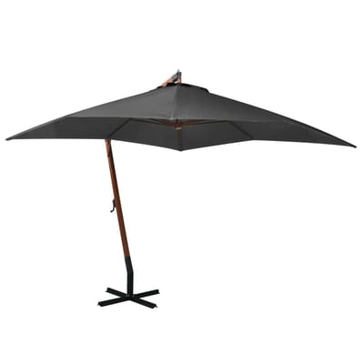 vidaXL - Zweefparasol - met - paal - 3x3 - m - massief - vurenhout - antracietkleurig