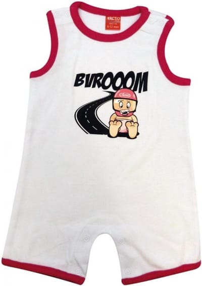baby rompertje biker korte mouw wit en roze 100% katoen maat 12 tot 18 maanden voor meisje