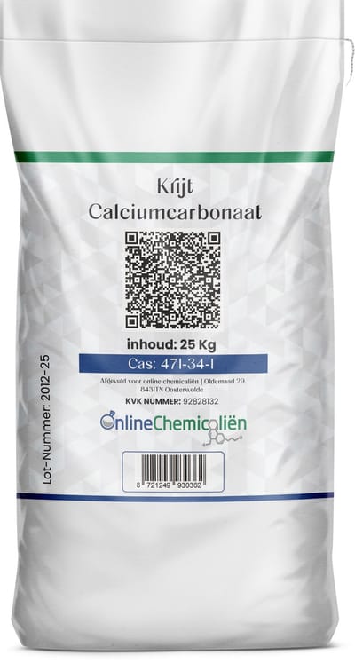Online chemicalien – Calciumcarbonaat – 25 kg – Krijtpoeder – Voederkrijt – Veelzijdig Toepasbaar