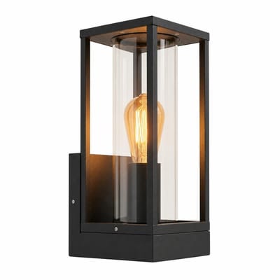 Luminize Buitenlamp met schemersensor - Wandlamp buiten - Dag en nacht sensor - E27 fitting - IP44 aluminium - 14x11x25 cm - Zwart
