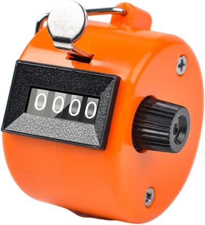Handtellingsteller met 4-cijferige display - Dubbele klikfunctie - Compact en draagbaar mechanisch tellapparaat - Geschikt voor golf, sport, evenementen en inventaris - Metaalconstructie - Oranje