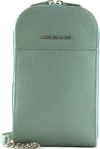 MANDARINA DUCK Leren Telefoontasje Schoudertas Mellow Leather Phone Crossbody Bag Mistral Blauwgrijs