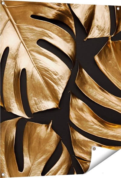Gards Tuinposter Gouden Bladeren - 80x100 cm - Tuindoek - Tuindecoratie - Wanddecoratie buiten - Tuinschilderij