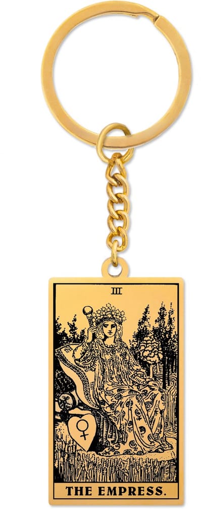 Tarot Sleutelhanger III: De Keizerin / The Empress - Goudkleurig Stainless Steel - Grote Arcana uit Rider-Waite Geïnspireerd - Pax Amare