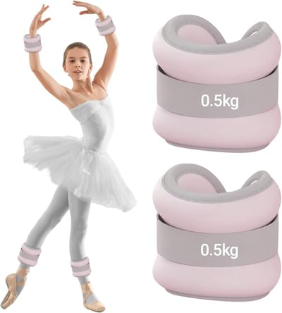 Verstelbare enkelgewichten, polsgewichten, enkelgewichten, set van 2 (elk 0,5 kg), gewichtsmanchetten, enkelgewichten, geschikt voor beginners en kinderen, ideaal voor pilates, yoga, joggen, roze