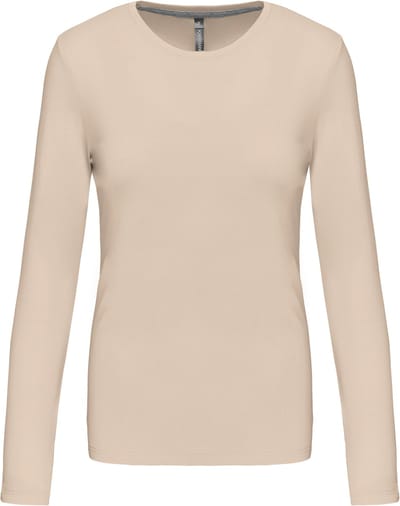 Kariban Dames T-shirt ronde hals lange mouwen K383 - Light Sand - 3XL