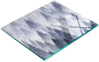 Decoratieve glazen snackplank met mistig bosmotief, 60x52 cm