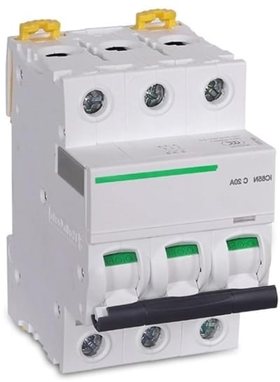 Stroomonderbreker - Miniatuur schakelaar - Elektrische beveiliging - Type C karakteristiek - 3-polig 4A - Grijs